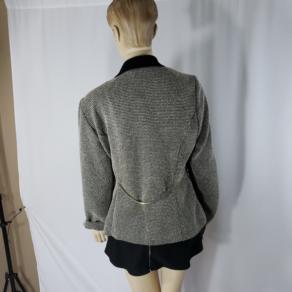 🍀Tweed jacket blazer🍀with velvet black collar - Picture 5 of 8